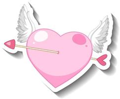 adesivo de desenho de seta perfurada de coração alado rosa vetor