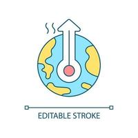ícone de cor rgb do aquecimento global. das Alterações Climáticas. poluentes atmosféricos e efeito estufa. aquecimento da terra. ilustração vetorial isolado. desenho de linha preenchido simples. traço editável. fonte arial usada vetor