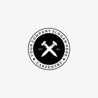 emblema do design do logotipo de aço, ilustração do vetor de pico, simplesmente conceito de carpintaria