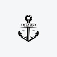 o vintage de vetor de logotipo de navio âncora, design de ilustração de marinheiro e aventura do conceito de mar
