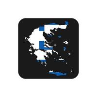 silhueta do mapa da grécia com bandeira em fundo preto vetor