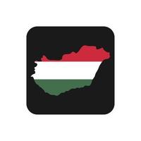 silhueta do mapa da Hungria com bandeira em fundo preto vetor