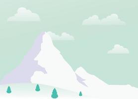 ilustração de paisagem de montanha, ilustração de paisagem de montanha com neve e nuvem vetor