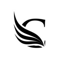 letra inicial c logotipo e símbolo de asas. elemento de design de asas, ícone do logotipo da letra inicial c, silhueta inicial do logotipo c vetor