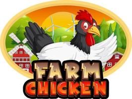 logotipo de personagem de desenho animado de frango de fazenda vetor