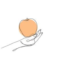 desenho de linha contínua vetor de ilustração de frutas de maçã crua isolado