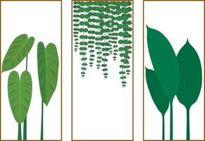 ilustração vetorial de pintura de tríptico de plantas tropicais vetor