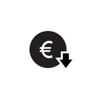 vetor de ícone de redução de custo euro isolado no fundo branco