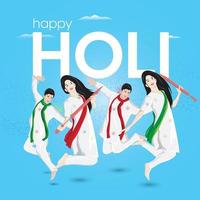 ilustração de design de cartão de fundo abstrato colorido feliz holi para saudações de celebração do festival de cores da índia vetor