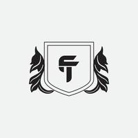 modelo de design de vetor de logotipo de letra inicial tf ou ft