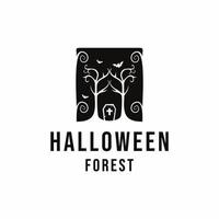 logotipo da floresta de halloween com estilo retrô. ilustração vetorial vetor