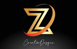 delinear o design do logotipo da letra z no ícone vetorial de cores pretas e douradas vetor