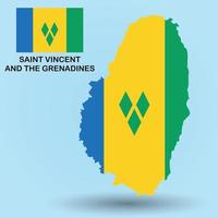 São Vicente e Granadinas mapa e fundo da bandeira vetor