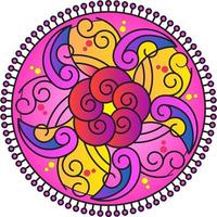 Rangoli tradicional e cultural indiano, alpona, kolam ou arte vetorial de paisley. arte de bengala na índia. para impressão têxtil, logotipo, papel de parede vetor