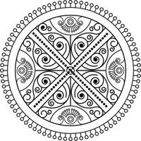 Rangoli tradicional e cultural indiano, alpona, kolam ou arte vetorial de paisley. arte de bengala na índia. para impressão têxtil, logotipo, papel de parede vetor