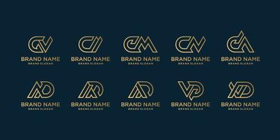 coleção de logotipo de letra dourada para empresa com conceito exclusivo vetor premium