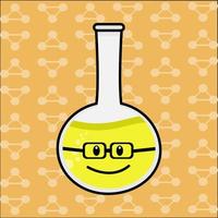 personagem de desenho animado de garrafa de laboratório fofo vetor