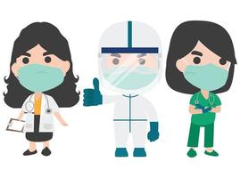 médicos e enfermeira desenho animado médico vetor