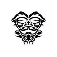 máscara de samurai. símbolo de totem tradicional. tatuagem preta no estilo das tribos antigas. isolado no fundo branco. mão desenhada ilustração vetorial. vetor