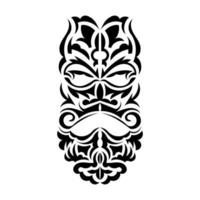 design de máscara tiki. máscaras assustadoras no ornamento local da polinésia. isolado. esboço de tatuagem. ilustração vetorial. vetor