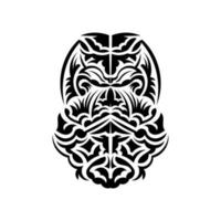 máscara tiki preto e branco. máscaras assustadoras no ornamento local da polinésia. isolado. esboço de tatuagem. vetor. vetor