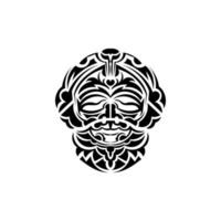 máscara tribal. símbolo de totem tradicional. tatuagem preta em estilo maori. isolado. mão desenhada ilustração vetorial. vetor