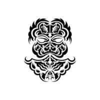 design de máscara tiki. polinésios nativos e ilustração de tiki havaianos em preto e branco. isolado. estilo plano. vetor. vetor