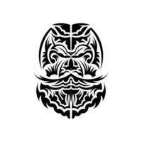 máscara maori. polinésios nativos e ilustração de tiki havaianos em preto e branco. isolado. estilo plano. vetor. vetor