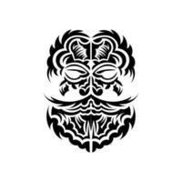 máscara tiki preto e branco. padrão de decoração tradicional da Polinésia e do Havaí. isolado no fundo branco. modelo de tatuagem pronto. vetor. vetor