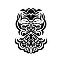 design de máscara tiki. máscaras assustadoras no ornamento local da polinésia. isolado no fundo branco. modelo de tatuagem pronto. ilustração vetorial. vetor