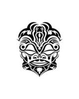 máscara tribal. símbolo de totem tradicional. tatuagem preta no estilo das tribos antigas. cor preto e branco, estilo simples. vetor. vetor