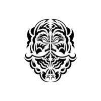máscara tiki preto e branco. polinésios nativos e ilustração de tiki havaianos em preto e branco. isolado. modelo de tatuagem pronto. ilustração vetorial. vetor