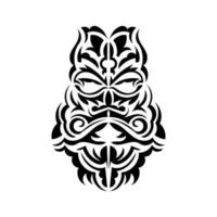 máscara tiki preto e branco. máscaras assustadoras no ornamento local da polinésia. isolado. estilo plano. ilustração vetorial. vetor