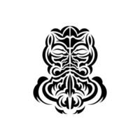 máscara tiki preto e branco. polinésios nativos e ilustração de tiki havaianos em preto e branco. isolado no fundo branco. modelo de tatuagem pronto. ilustração vetorial. vetor