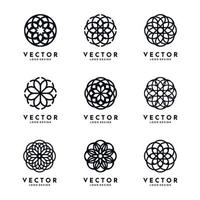 conjunto de design de logotipo redondo abstrato vetor