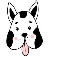 cachorro com a língua de fora. ilustração vetorial em estilo doodle desenhado à mão linear vetor
