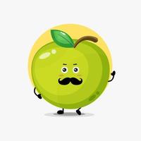 personagem de maçã verde bonito com bigode vetor