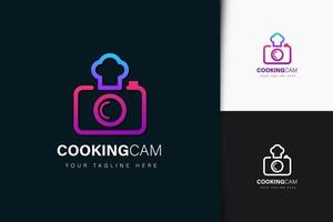 design de logotipo de câmera de cozinha com gradiente vetor