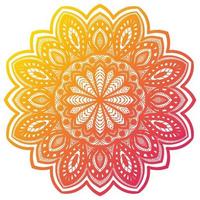 mandala de flor gradiente colorida. elemento decorativo desenhado à mão. elemento floral doodle redondo ornamental isolado no fundo branco. vetor