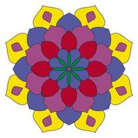 mandala colorida fofa. flor ornamental doodle redondo isolado no fundo branco. ornamento decorativo geométrico em estilo étnico oriental. vetor