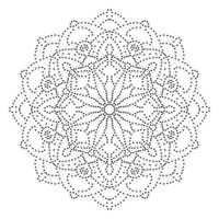 mandala de flores pontilhadas. elemento decorativo. doodle redondo ornamental isolado no fundo branco. elemento geométrico do círculo. vetor
