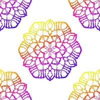 padrão sem emenda gradiente de fantasia com mandala ornamental. fundo abstrato flor doodle redondo. círculo geométrico floral. vetor