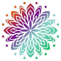 mandala de flor gradiente colorida. elemento decorativo desenhado à mão. elemento floral ornamental doodle redondo isolado no fundo branco. vetor