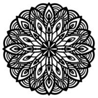 mandala de flor de contorno preto. elemento decorativo vintage. flor ornamental doodle redondo isolado no fundo branco. vetor