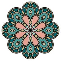 mandala colorida fofa. flor ornamental doodle redondo isolado no fundo branco. ornamento decorativo geométrico em estilo étnico oriental. vetor