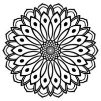 mandala de contorno. flor ornamental doodle redondo isolado no fundo branco. elemento de círculo geométrico. vetor