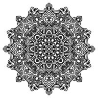 mandala de flor de contorno preto. elemento decorativo vintage. flor ornamental doodle redondo isolado no fundo branco. elemento de círculo geométrico. vetor