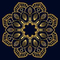 mandala de ouro fofa. flor ornamental doodle redondo isolado em fundo escuro. ornamento decorativo geométrico em estilo étnico oriental. vetor