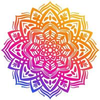 mandala de flor gradiente colorida. elemento decorativo desenhado à mão. elemento floral ornamental doodle redondo isolado no fundo branco. vetor