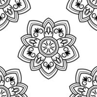 padrão sem emenda de fantasia com mandala ornamental. fundo abstrato flor doodle redondo. círculo geométrico floral. ilustração vetorial. vetor